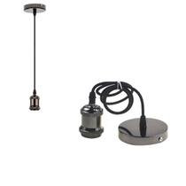 Pendente Vintage Retrô Soquete Bocal de Metal Com Fio Cabo PP Com Tampa Canopla Suporte De Teto Decorativa