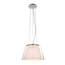 Pendente Voluta Vidro Metal Tecido Branco Bella Iluminacao