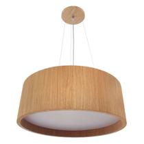 Pendente Wood Redondo 50Cm - 5 Luzes E27 - Freijó (Claro)