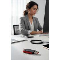 Pendrive 128GB Preto/Vermelho - Armazene TUDO!