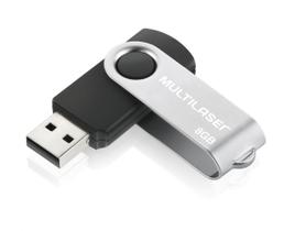 Pendrive 8GB Multilaser Pd587 Twist Preto USB 2.0