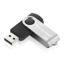 Pendrive Multilaser Twist 4Gb Original Preto E Prateado