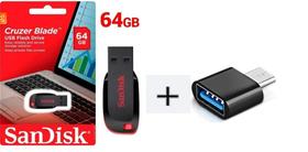 Pendrive SanDisk 64GB USB 3.0 com Adaptador USB-C para Transferência Rápida