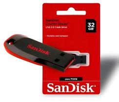 Pendrive Sandisk Cruzer Blade 32gb PRETO COM VERMELHO Pendrive Sandisk Cruzer Blade 32gb PRETO COM VERMELHO