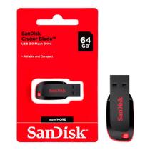 Pendrive SanDisk Cruzer Blade 64GB USB 2.0 Plug & Play Preto Vermelho c/ SecureAccess FAT32 SDCZ50-064G-B35