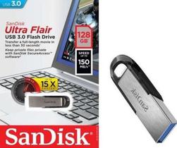 Pendrive Sandisk Ultra Flair 16gb 3.0 Prateado E Preto