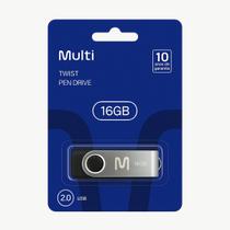 Pendrive twist preto 16gb multilaser