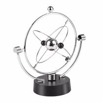 Pendulo Cinético De Newton Giratório Magnético P/ Decoração Cor Prateado