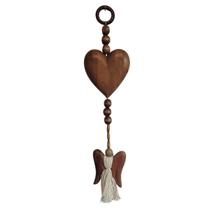 Pêndulo Coração Com Anjo Em Madeira Rústico - D'Cor & Art