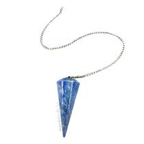 Pêndulo de Cristal de Quartzo Azul Pedra Natural - Mandala de Luz