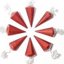 Pêndulo de Pedra Jaspe Vermelho Facetado para Radiestesia - Atacado