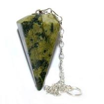 Pêndulo de Pedra Serpentinita Natural Facetado para Radiestesia - Atacado