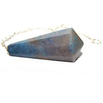 Pêndulo de Quartzo Azul Pintado Piramidal Invertido com Corrente - Atacado