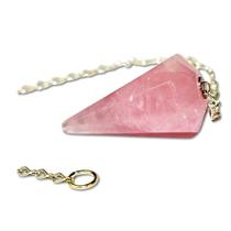Pêndulo de Quartzo Rosa Natural Lapidado Facetado - 10 Unidades Atacado
