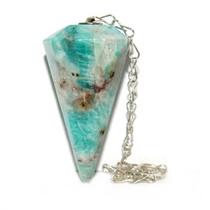Pendulo Facetado Amazonita Pedra Natural Para Radiestesia