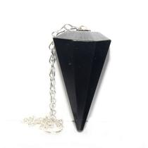 Pêndulo Facetado de Pedra Obsidiana Negra Natural - Lapidação Manual - Atacado