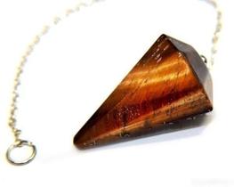 Pendulo Facetado Olho de Tigre Pedra Natural Radiestesia