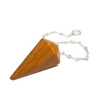 Pêndulo Jaspe Amarelo Pedra Natural Lapidação Facetado Pêndulo Jaspe Amarelo Pedra Natural Lapidação Facetado