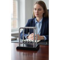 Pêndulo Newton Decoração Mesa Escritório Base Preta