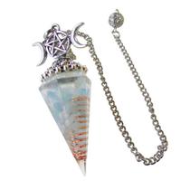 Pêndulo Orgonite Triluna Com Pedras - Água-Marinha: Coragem, Comunicação e Serenidade