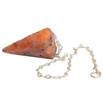 Pêndulo Pedra Calcita Laranja Natural Lapidação Facetado