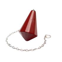 Pêndulo Pedra Jaspe Vermelho Piramidal Lapidado Invertido