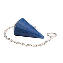 Pêndulo Quartzo Azul Pedra Natural Lapidação Facetado Pêndulo Quartzo Azul Pedra Natural Lapidação Facetado