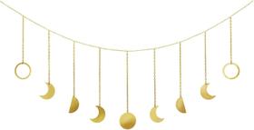 Penduração de parede Moon Phase Garland Mkono Gold Metal 50 cm