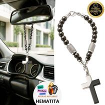 Penduricalho Porta Chave Retrovisor de Carro Cruz Paládio Prata Preto Penduricalho Porta Chave Retrovisor de Carro Cruz Paládio Prata Preto