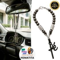 Penduricalho Porta Chave Retrovisor de Carro Fé Preto