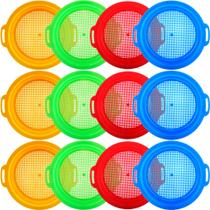 Peneira Beach Sand Sieve Restroma para crianças, pacote com 12, 4 cores Peneira Beach Sand Sieve Restroma para crianças, pacote com 12, 4 cores