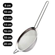 Peneira coador de inox com cabo para cozinha - vários tamanhos Peneira coador de inox com cabo para cozinha - vários tamanhos
