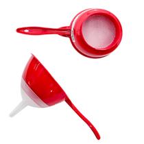 Peneira Coador Funil Plástico 2 Em 1 Cozinha 25,5x13cm