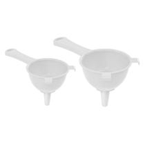 Peneira com Funil Encaixavel Cozinha Plastico Branco 2un