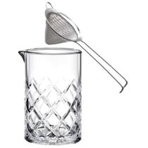 Peneira Conica 8cm Haste Dobrada + Mixing Glass Vidro Barpro