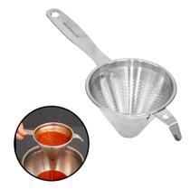 Peneira Cônica Chinoy Coador De Óleo 12Cm Inox com Descanso FRG0361 Frigopro