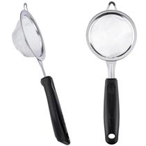 Peneira de Aço Inox com Cabo Preto de Plástico para Filtragem Farinha Chocolate Açúcar - 9cm - Weck