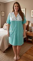 Penhoar camisola aberta Plus Size Nº 54 ao 60 Cor:TurquesaTamanho:54