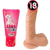 Pênis de Borracha Com Escroto e Veias 16 X 3,6 cm Natural e Gel lubrificante 15g - Li Nature Pênis de Borracha Com Escroto e Veias 16 X 3,6 cm Natural e Gel lubrificante 15g - Li Nature