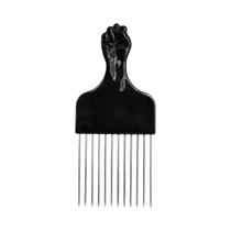 Pente Afro De Metal Preto Punho, Aço Inoxidável, Barbeiro Profissional, Estilo De Cabelo
