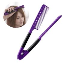 Pente Auxiliar V Para Prancha Chapinha Mechas de Cabelo Alisamento Perfeito Profissional - Roxo Pente Auxiliar V Para Prancha Chapinha Mechas de Cabelo Alisamento Perfeito Profissional - Roxo