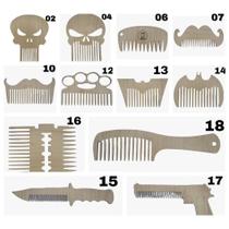 Pente Barba e Bigode MDF - Modelos Diversos - Tam. 10