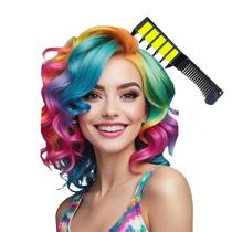 Pente com Giz Pastel Tintura Cabelo Temporária: Kit 6 Cores Sortidas Pente com Giz Pastel Tintura Cabelo Temporária: Kit 6 Cores Sortidas