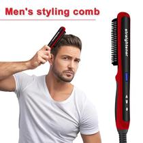 Pente de aquecimento de íon negativo alisador de cabelo para homens barba escova de alisamento quente aquecido pente mas