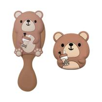 Pente De Ar Antiestático Em Forma De Urso De Chá De Leite Para Cabelos Longos, Ferramenta De