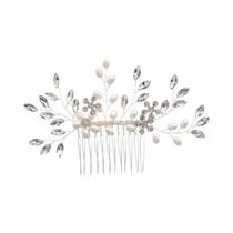 Pente De Cabelo Artesanal Com Pérolas E Cristais Para Noivas - Acessório De Estilo Para Casamento