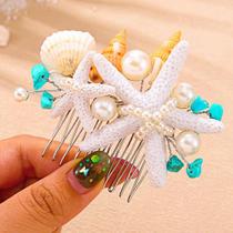 Pente de cabelo Asoll Starfish Pearl Shell Bridal 8x7 cm