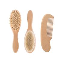 Pente de cabelo bebê 3pcs/conjunto Beech Wool Hair Brush Head Head Massager