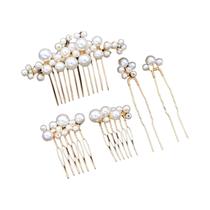 Pente De Cabelo Com Pérolas E Cristais Para Noivas, 5 Peças, Grampos E Tiaras, Joias De Cabelo Para Pente De Cabelo Com Pérolas E Cristais Para Noivas, 5 Peças, Grampos E Tiaras, Joias De Cabelo Para
