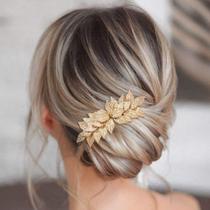 Pente de cabelo de casamento Gorais Gold Leaf para noivas e meninas